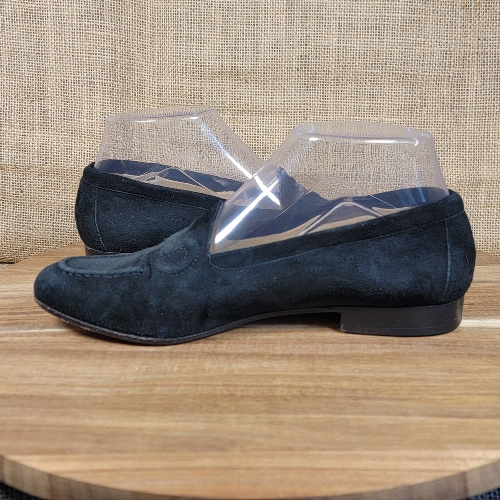 Gucci Embroidered Horsebit Loafers Black Suede Italy Women's 6.5B Designer Flats - Picture 6 of 10